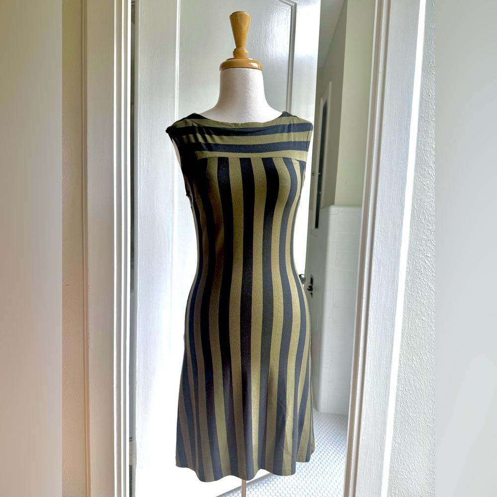 RARE Nooworks Vertical Stripe Sleeveless Jersey Dress